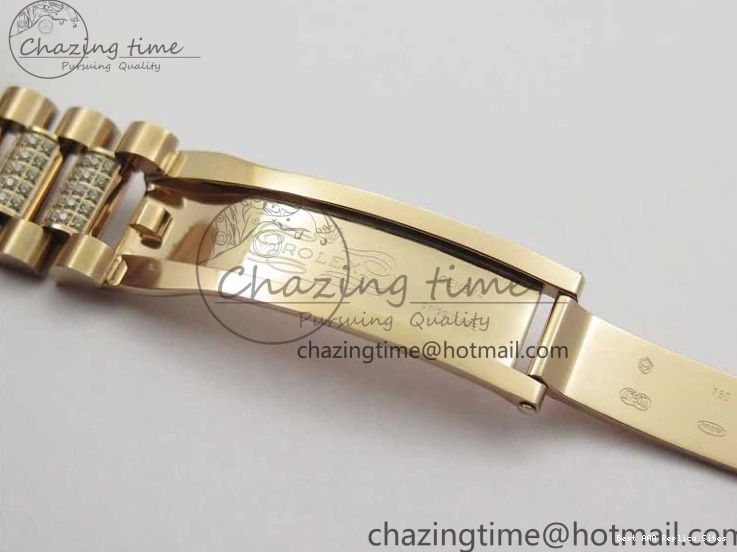 AAA Replica Watches on President A 2689 BP White ComfortFit Crystal Crystal Marker MOP RG Best Edition 128235 Dial Day-Date Bracelet RG 36mm 1218